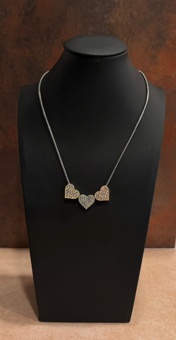 DC Triple Heart Sparkle Necklace