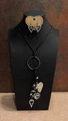 DC Black Cord Heart Pendant Necklace & Earring Set