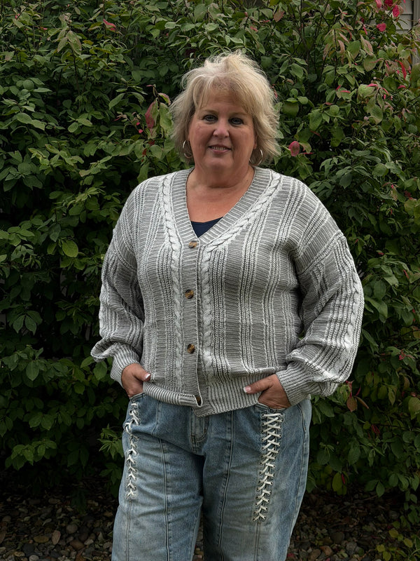MM Cable Cardigan in Gray
