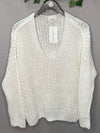 Chunky V-Neck Sweater in Ivory