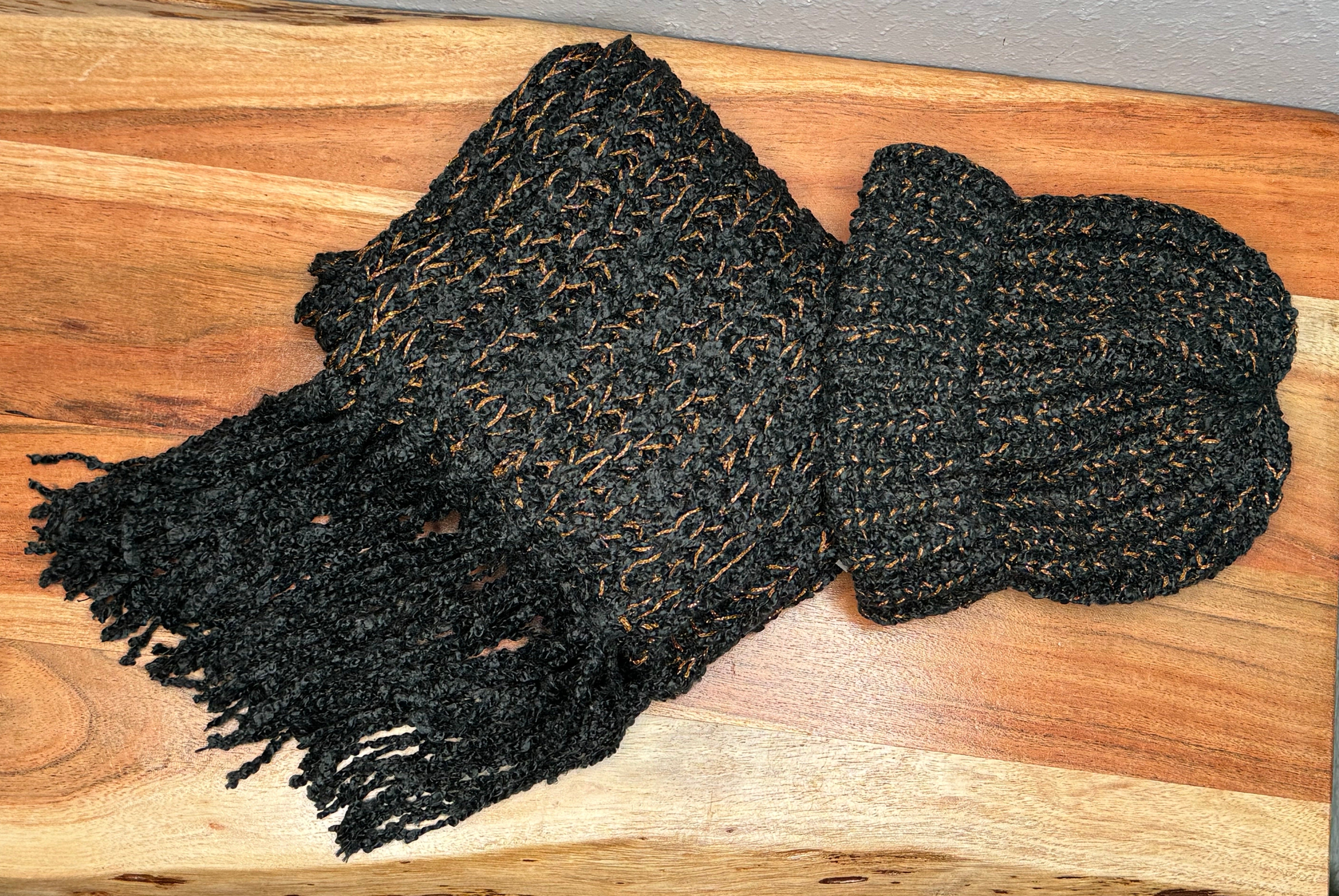 Black Scarf and Hat Set