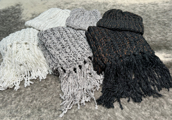 White Scarf and Hat Set