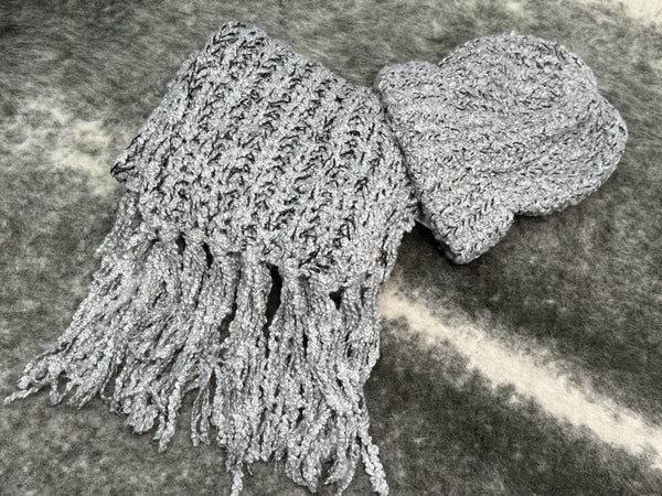 Heather Gray Scarf and Hat Set