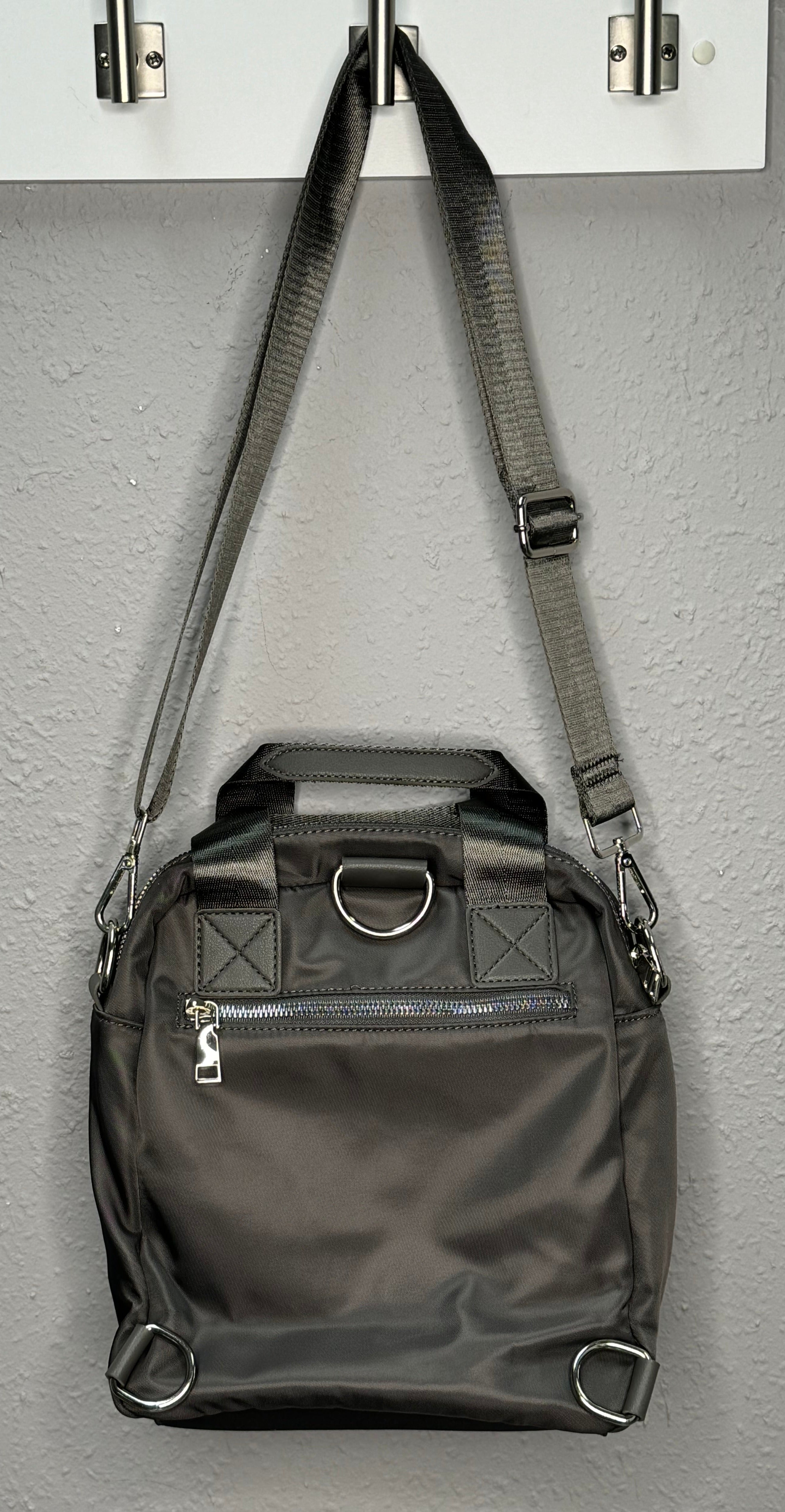 Grey Nylon Convertible Backpack