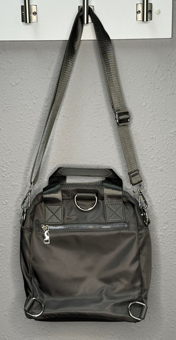 Grey Nylon Convertible Backpack