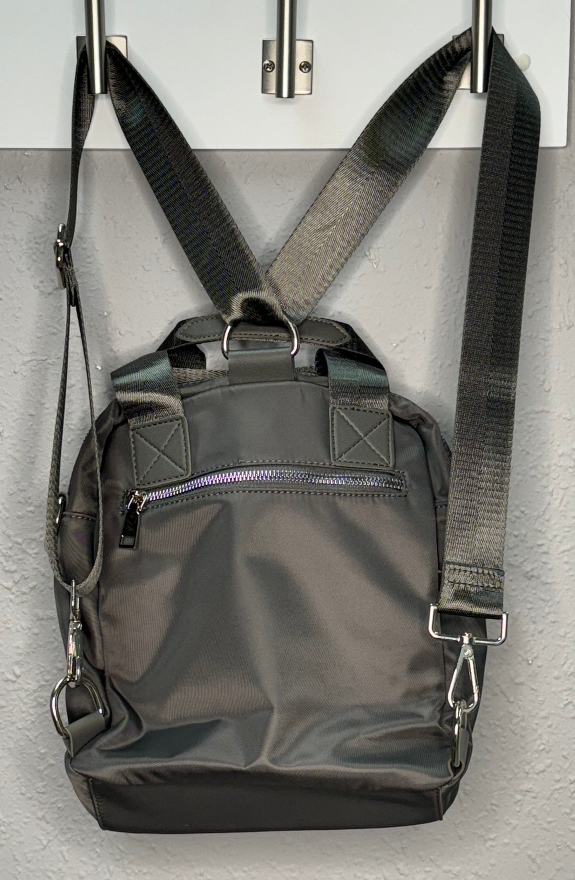 Grey Nylon Convertible Backpack