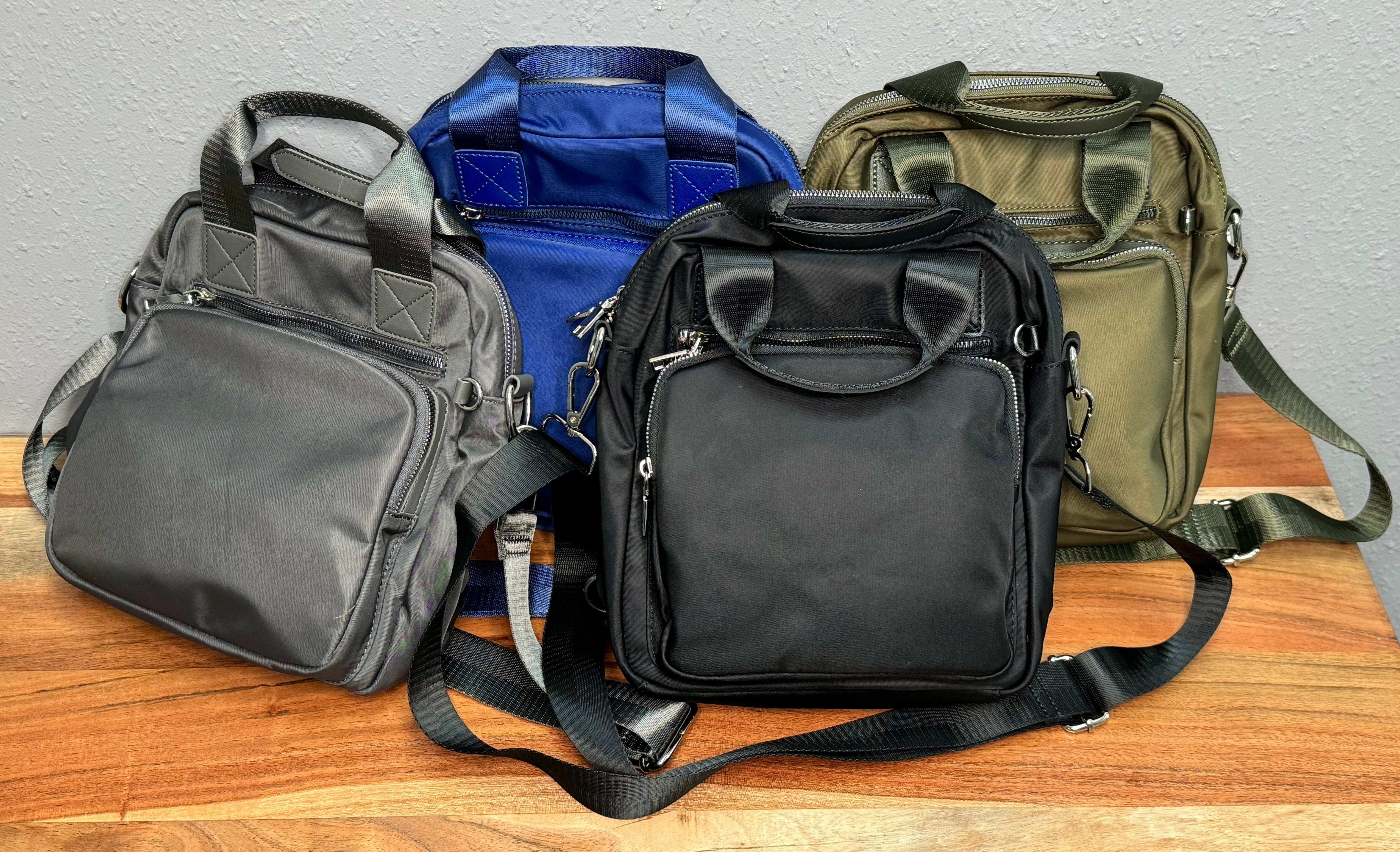 Grey Nylon Convertible Backpack