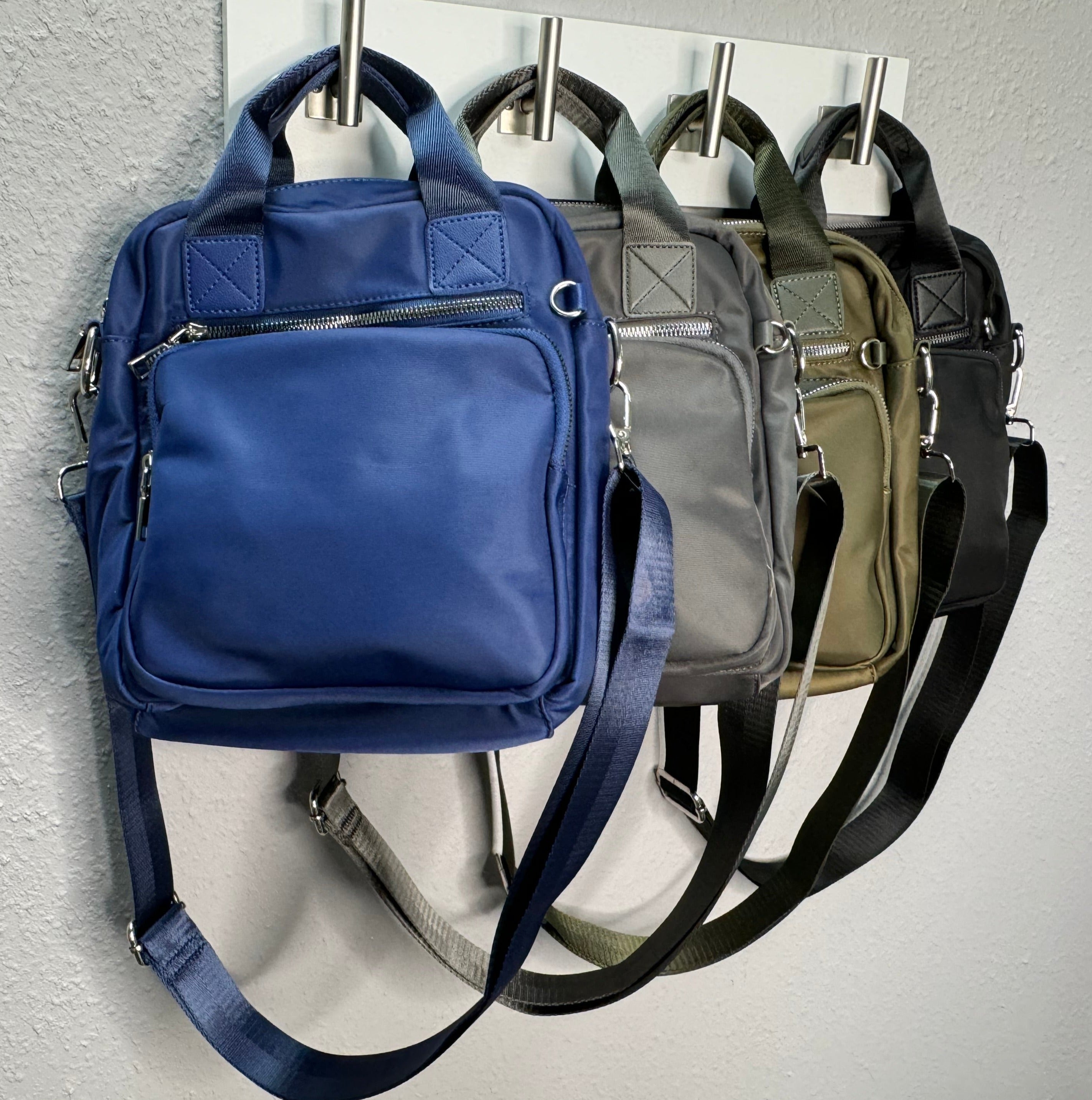 Grey Nylon Convertible Backpack