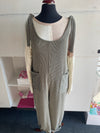 Ribbed Jumpsuit in Olive