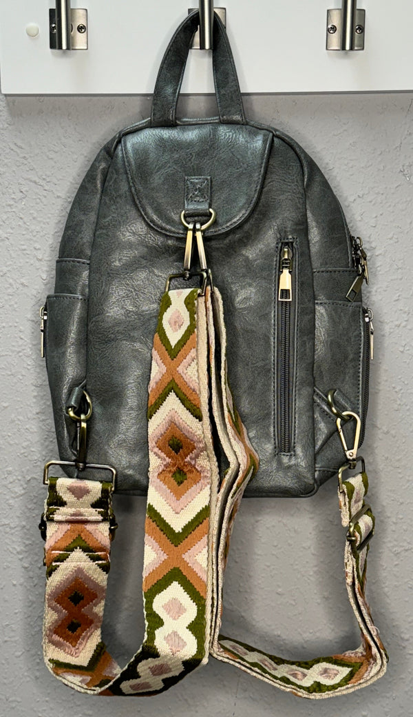 Faux Leather Backpack in Gray