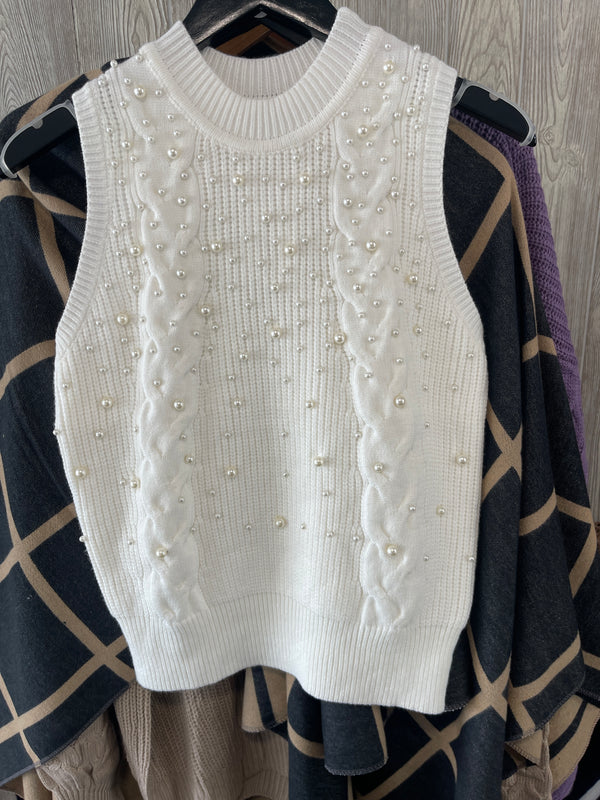 Sleeveless Pearl Sweater