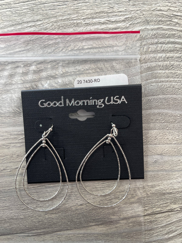 Double Silver Teardrop Dangle Earrings