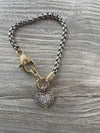 DC Silver Heart & Crystal Bracelet