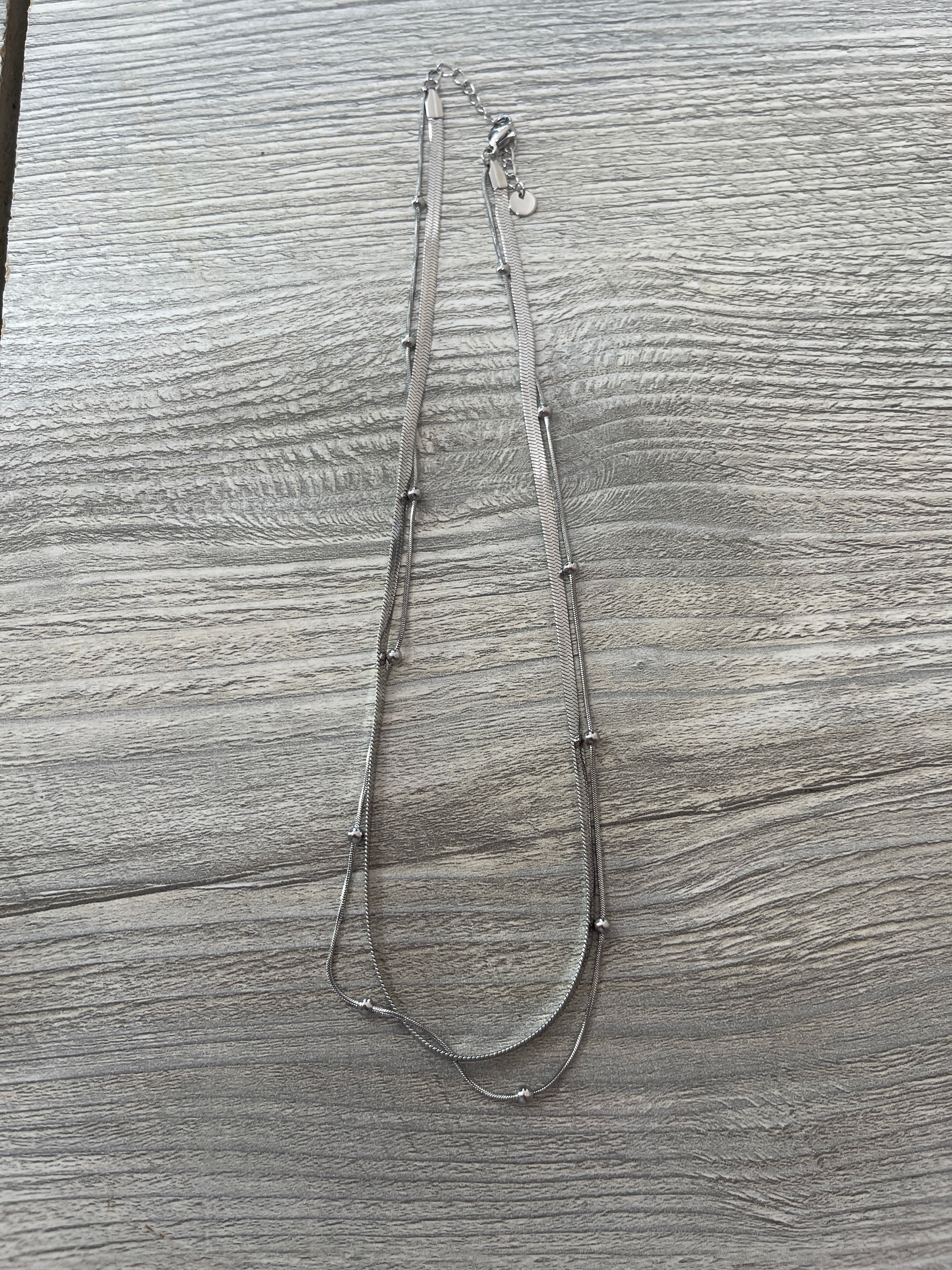 Herring Bone Double Strand in Silver