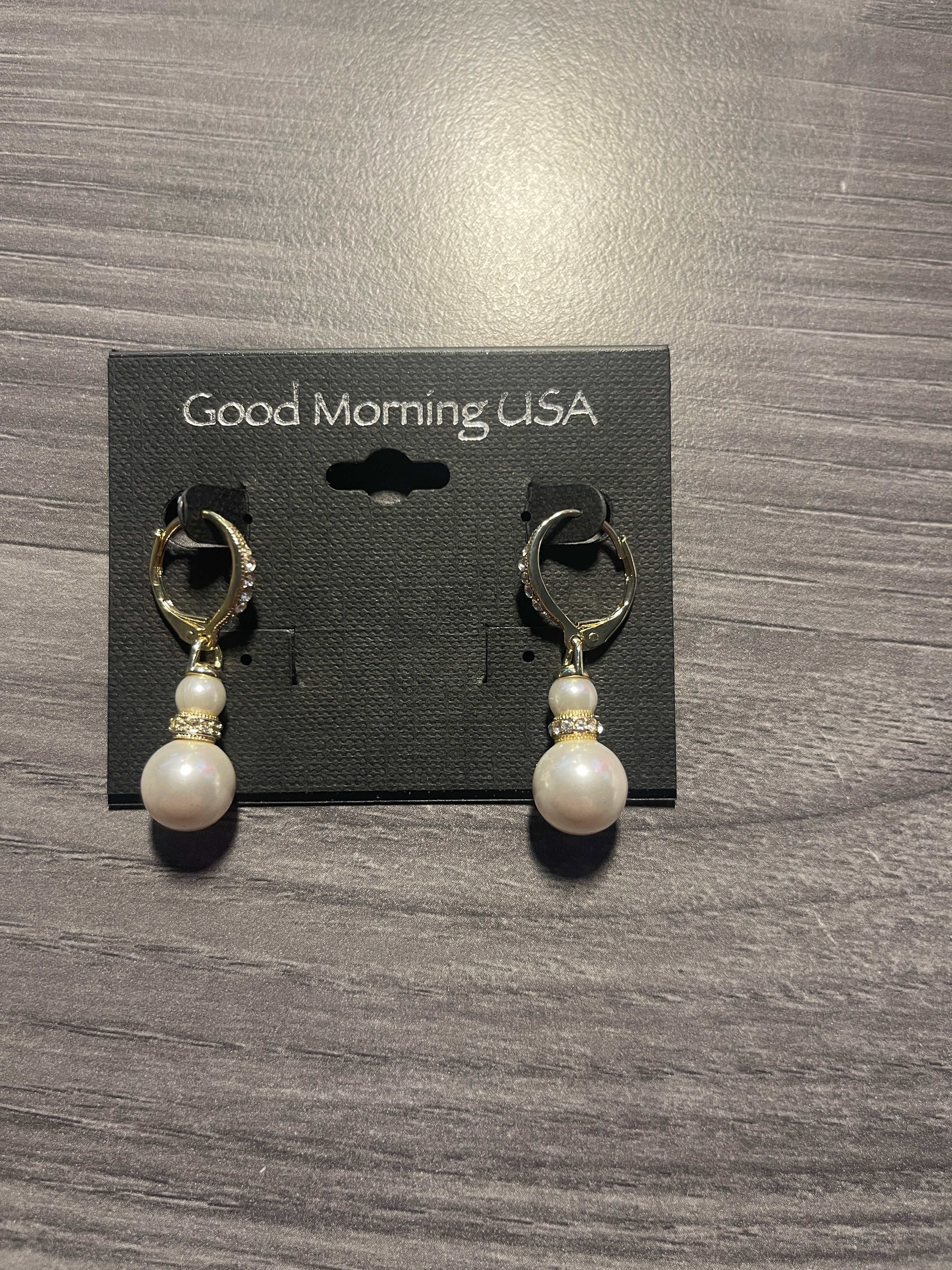 Gold Pearl & Crystal Earrings
