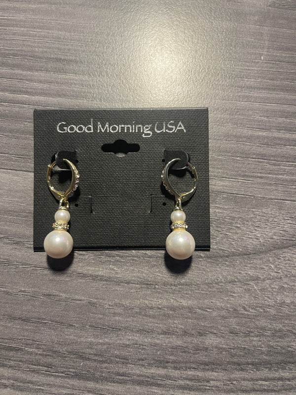 Gold Pearl & Crystal Earrings