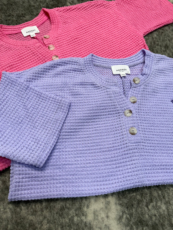 Crochet Knit Half Sleeve-Lilac