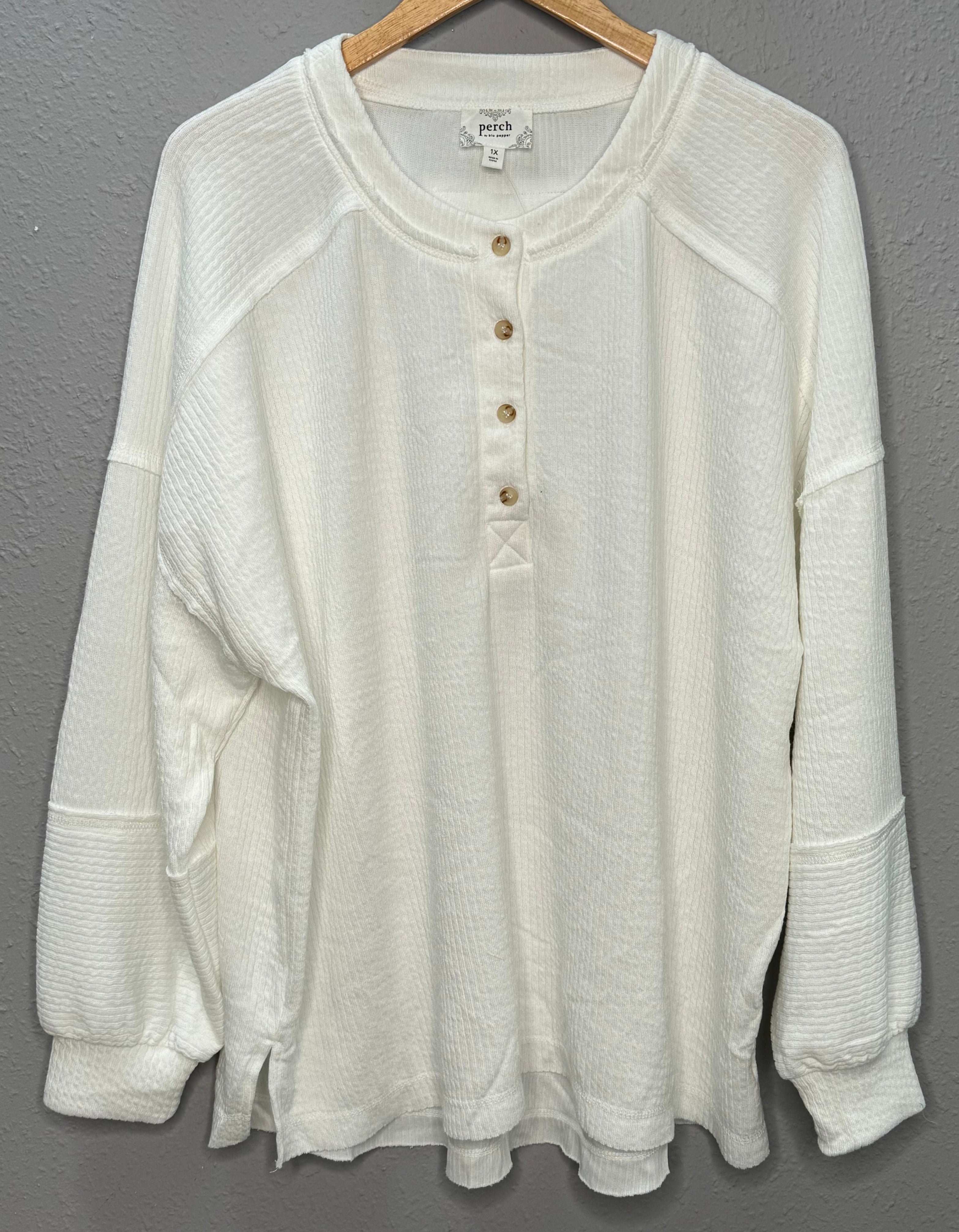 Plus Relaxed Rib Knit-Off White