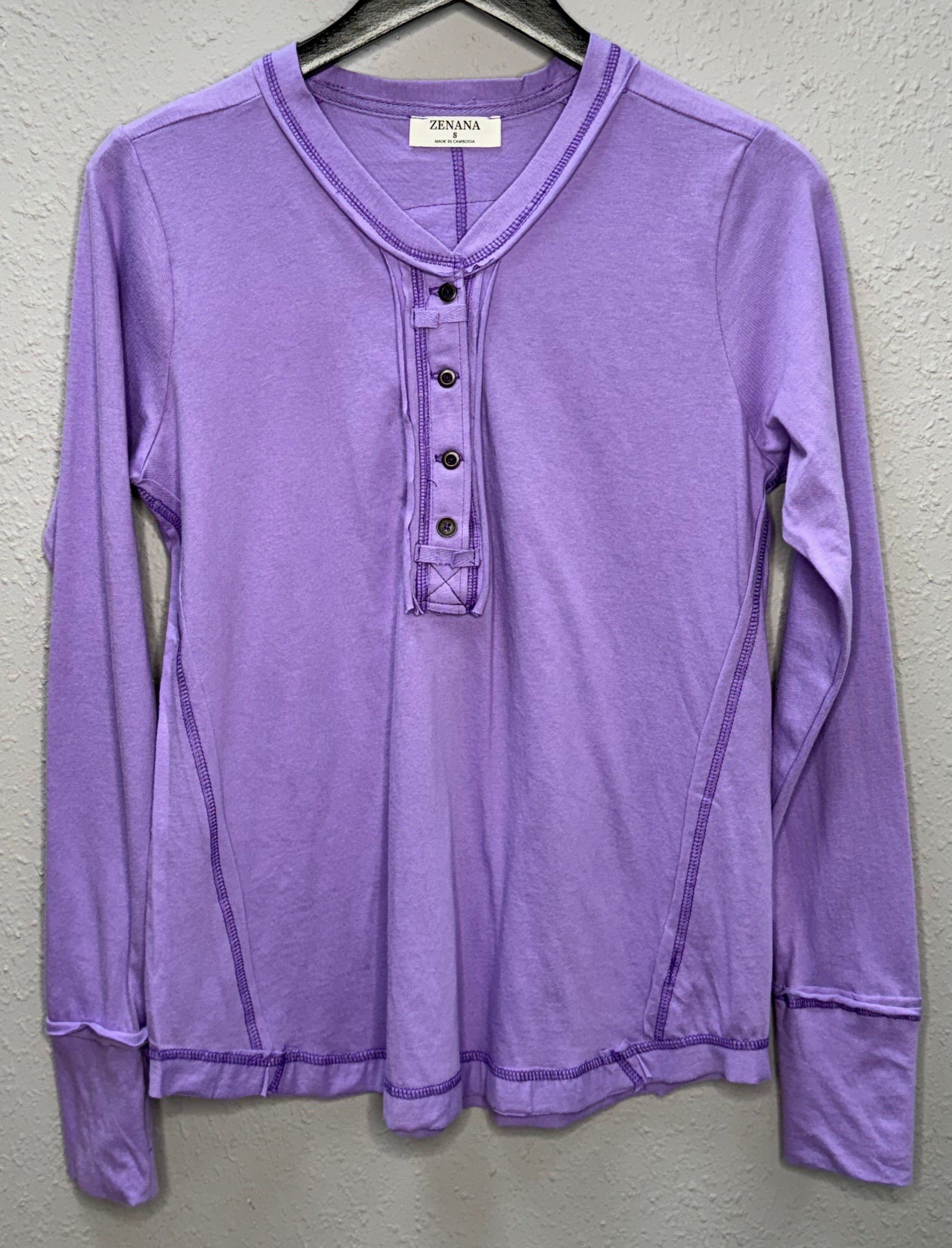 Button Closure Long Sleeve-Lavender