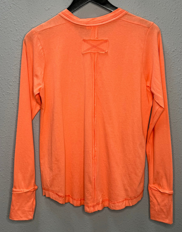 Button Closure Long Sleeve-Coral