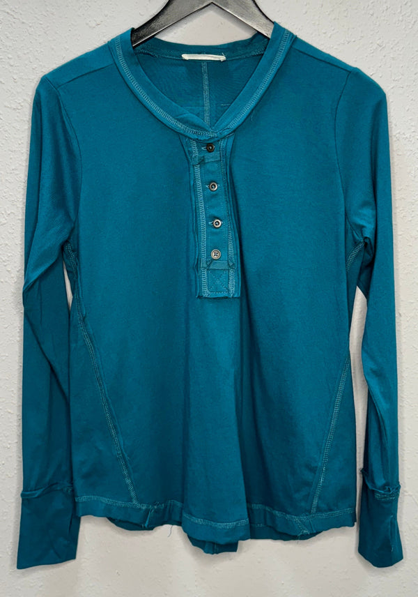 Button Closure Long Sleeve-Teal