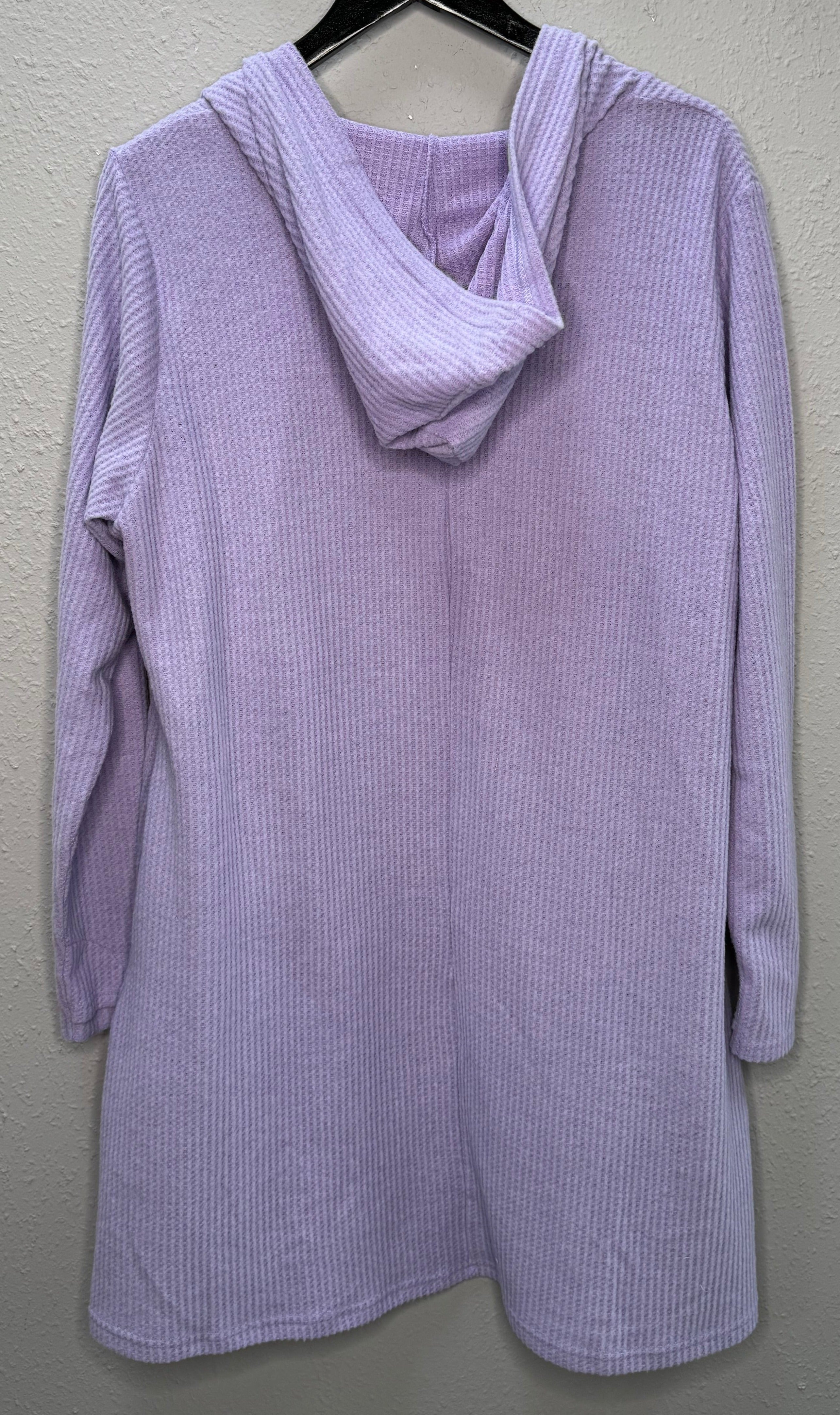 MM Hooded Waffle Cardigan -Lavender