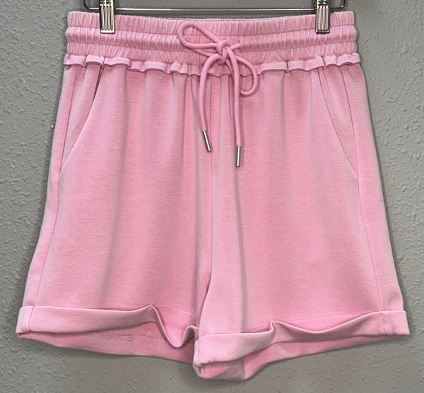 Washed Scuba Shorts in Pink