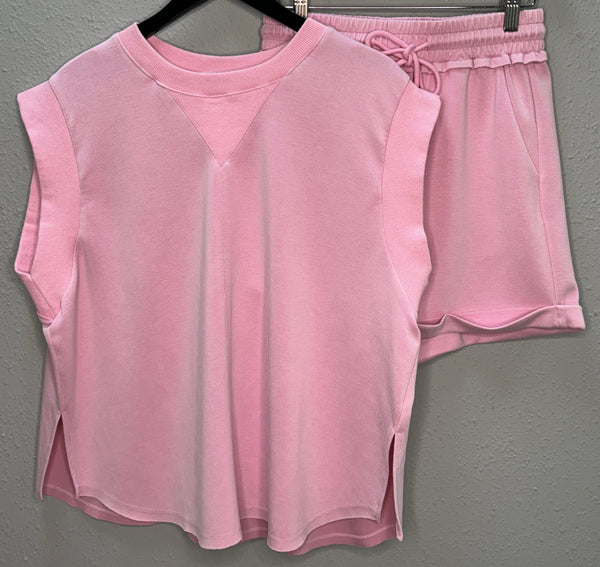 Washed Scuba Top in Pink