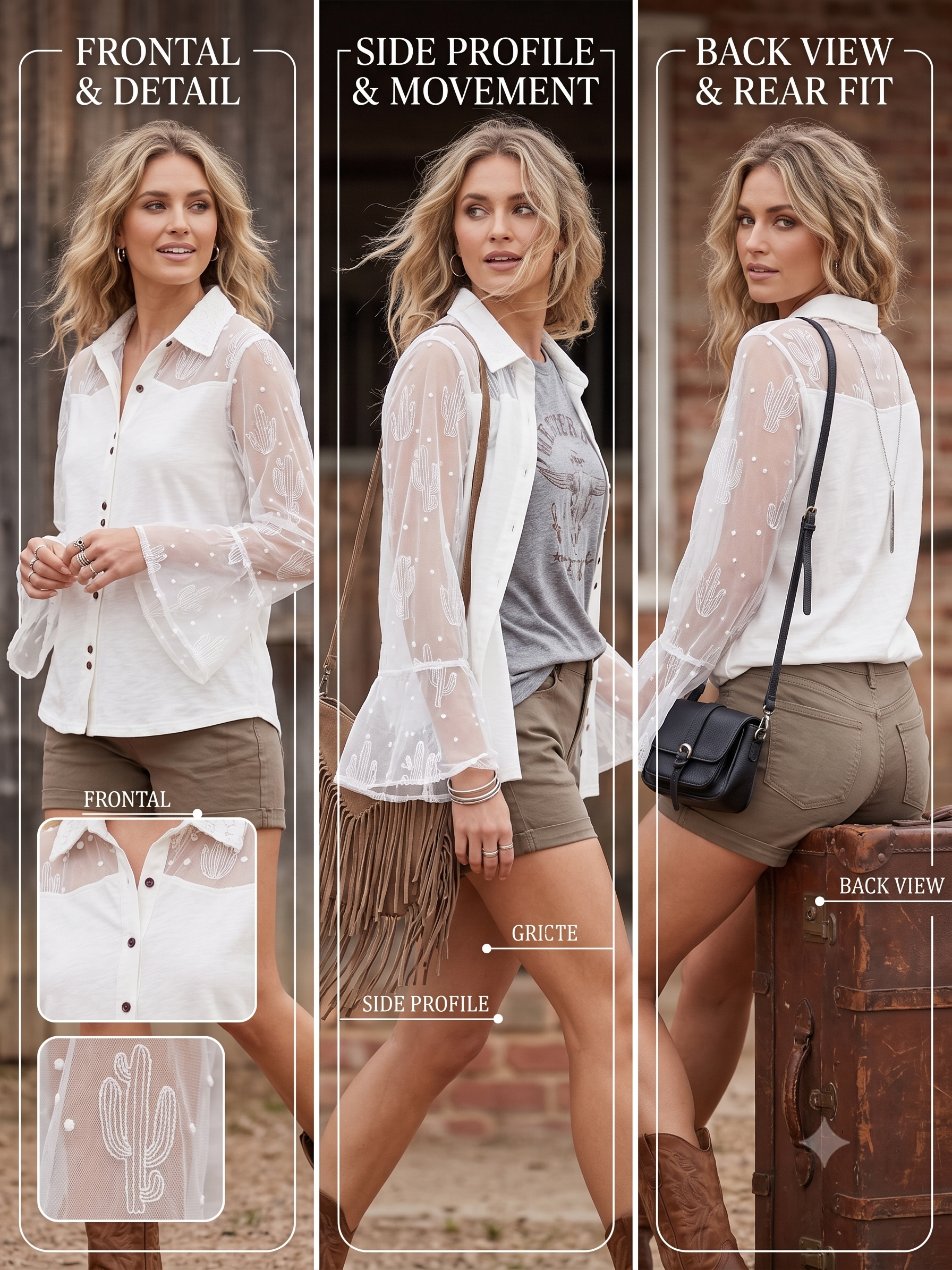 LB Ivory Top w/ Mesh Sleeves
