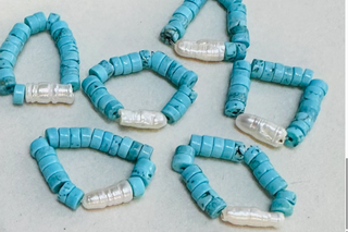 Keshi Pearl Turquoise Bandana Stretch Charm