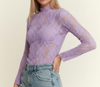 JJ Floral Mesh Top-Lavender