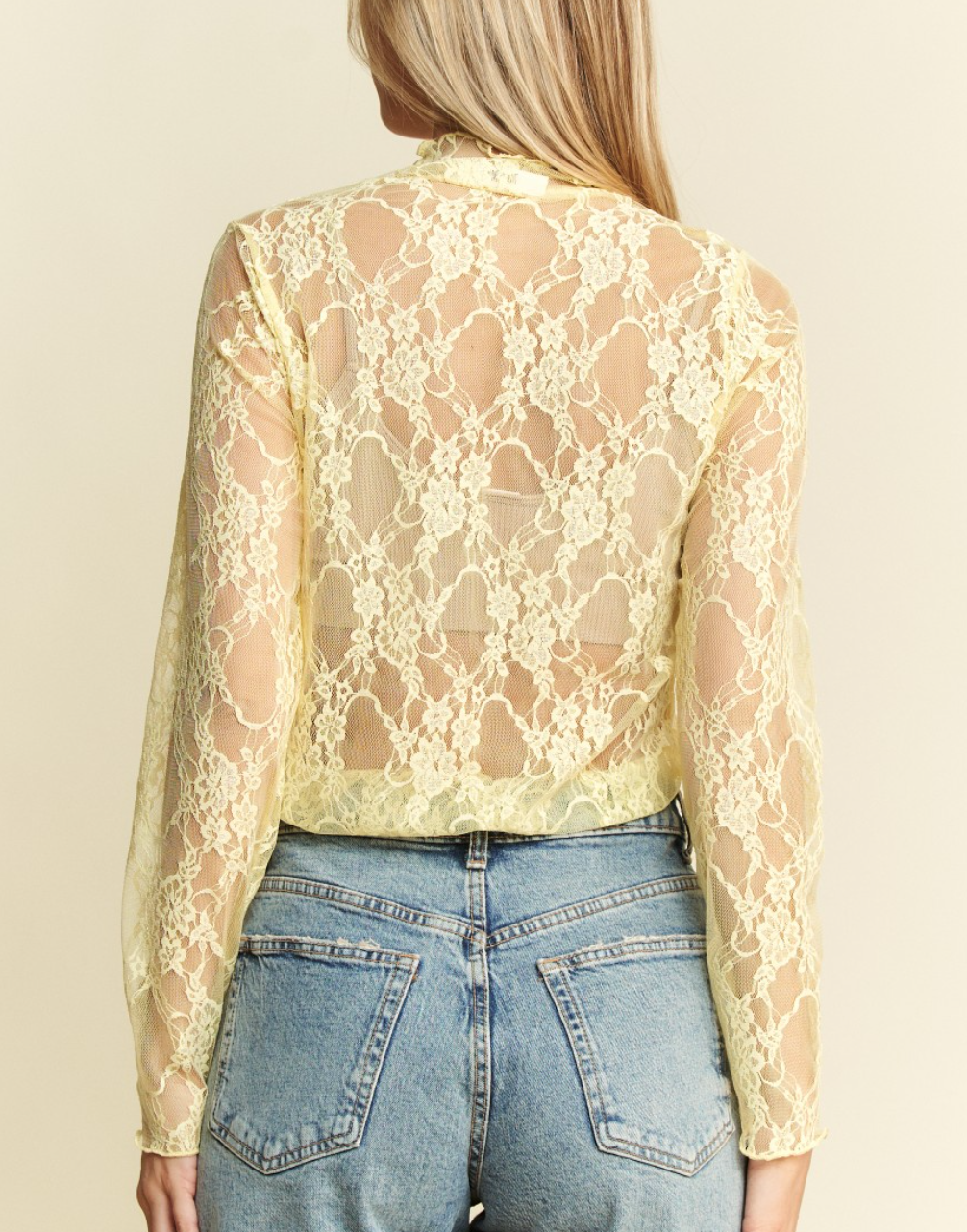 JJ Floral Mesh Top-Lemon