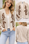 V Faux Suede Jacket in Natural