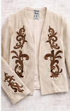 V Faux Suede Jacket in Natural