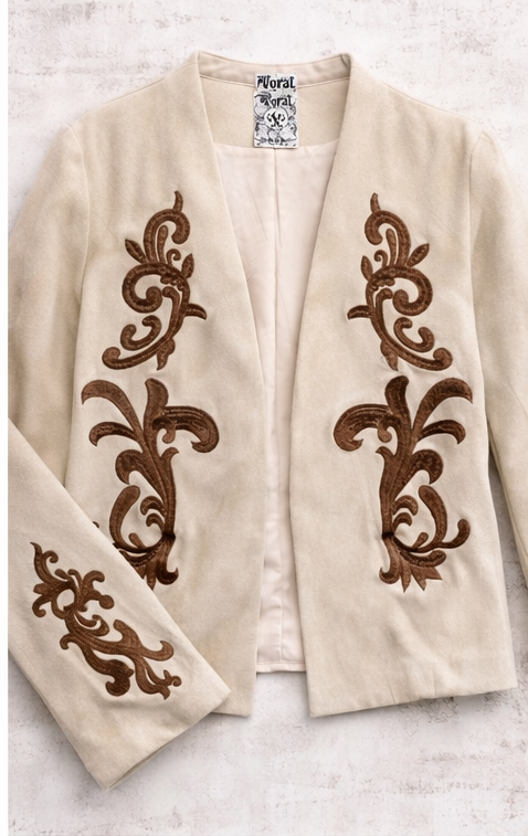 V Faux Suede Jacket in Natural