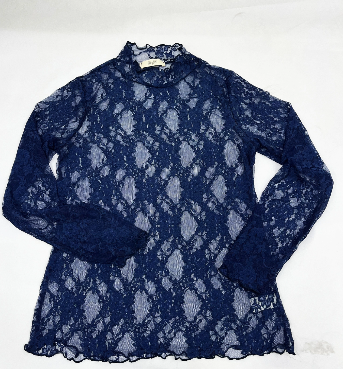 JJ Floral Mesh Top-Navy