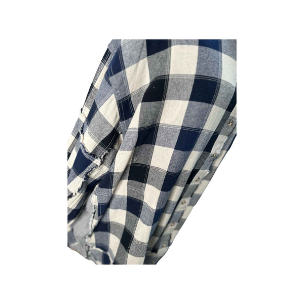 Navy Oversized Plaid Flannel Shirt