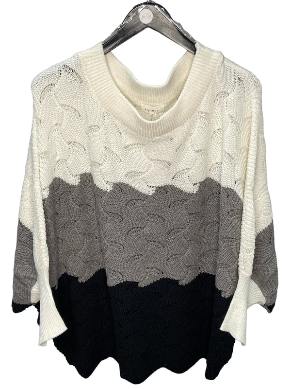 Ivory and Black Colorblock Stripe Sweater