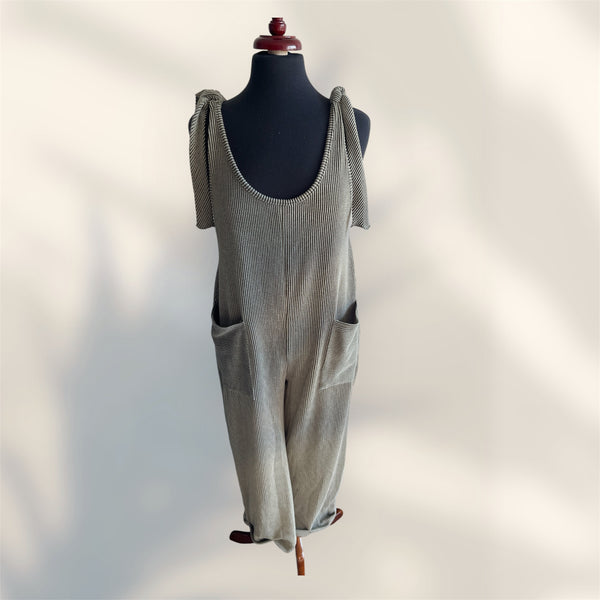Ribbed Jumpsuit in Olive
