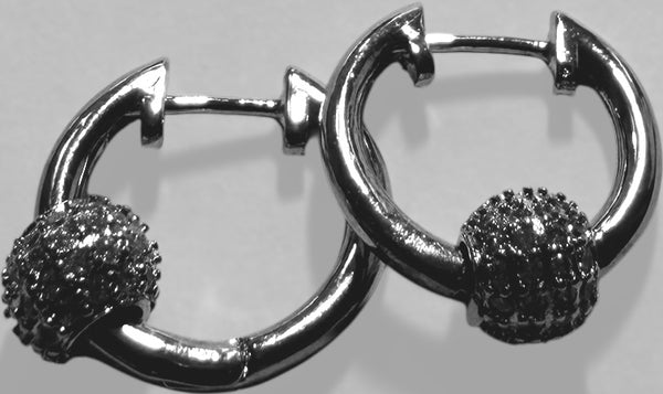 SJ  Silver Pavé Hoop Earrings