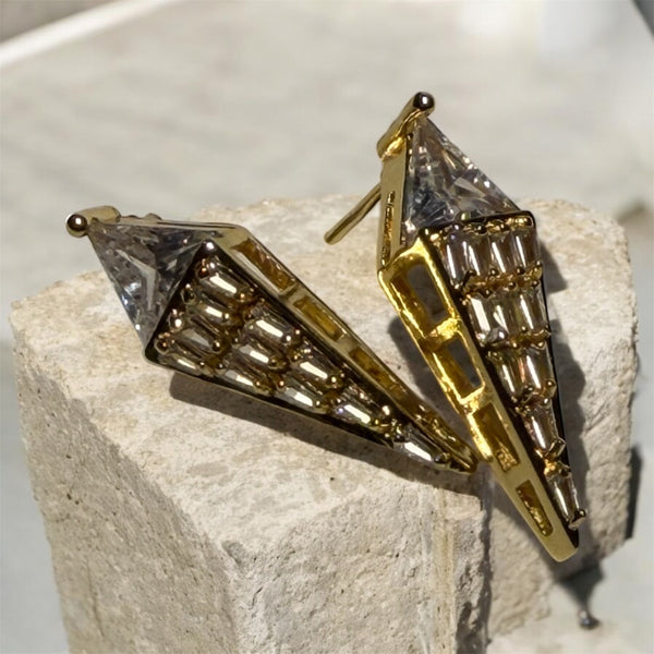 SJ Golden Prism Baguette Statement Earrings