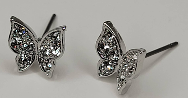 Silver & Crystal Butterfly Earrings