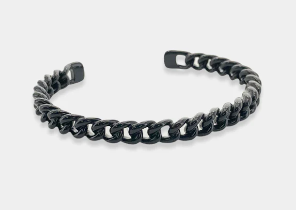 Enamel Chain Cuff Bracelet-Black