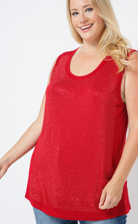 Red Tank Top w/ Rhinestones