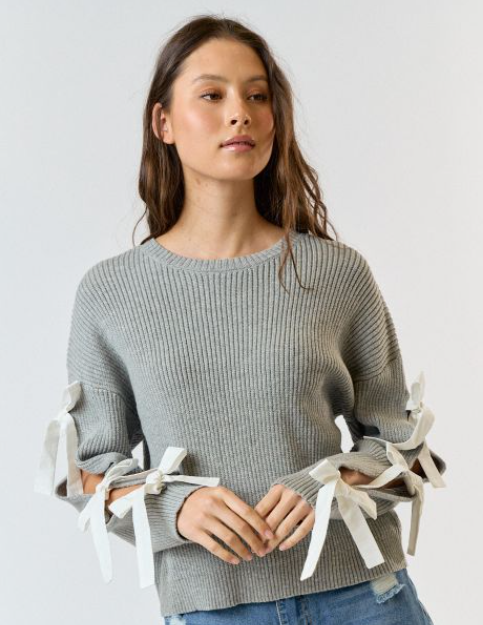 Gray Pullover with Bows