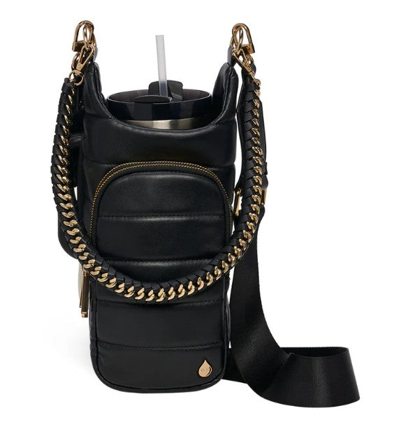 Crossbody Hydro Flask Handle / Black Vegan Leather