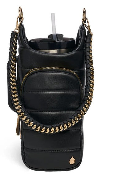 Crossbody Hydro Flask Handle / Black Vegan Leather
