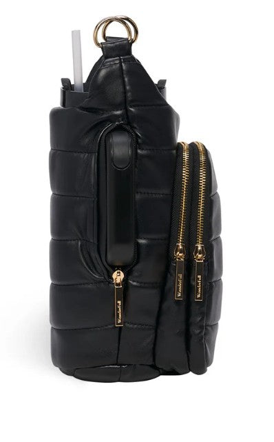 Crossbody Hydro Flask Handle / Black Vegan Leather