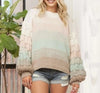 Puffy Sleeve Pullover in Mint/Multi