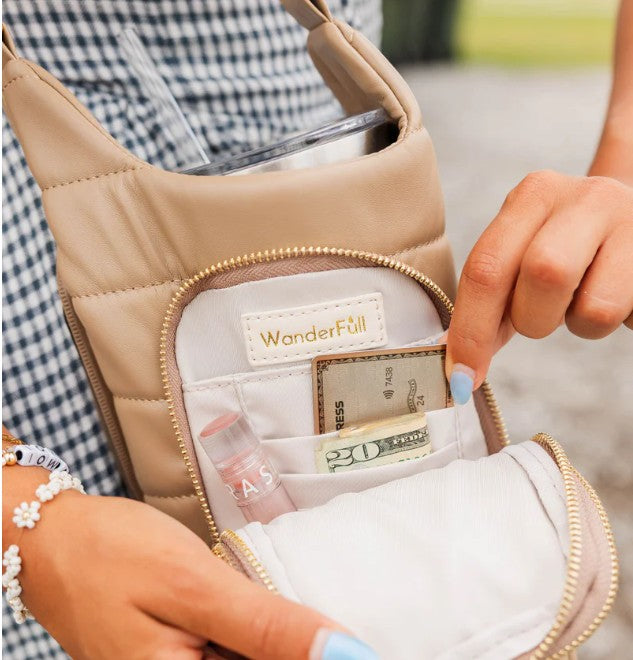 Crossbody Hydro Flask Handle /Taupe Vegan Leather